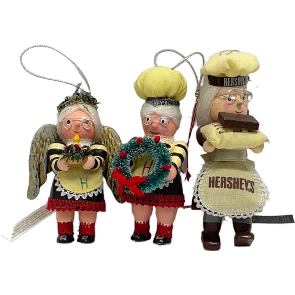 VTG Hershey Mrs. Claus set of 3 Christmas ornaments